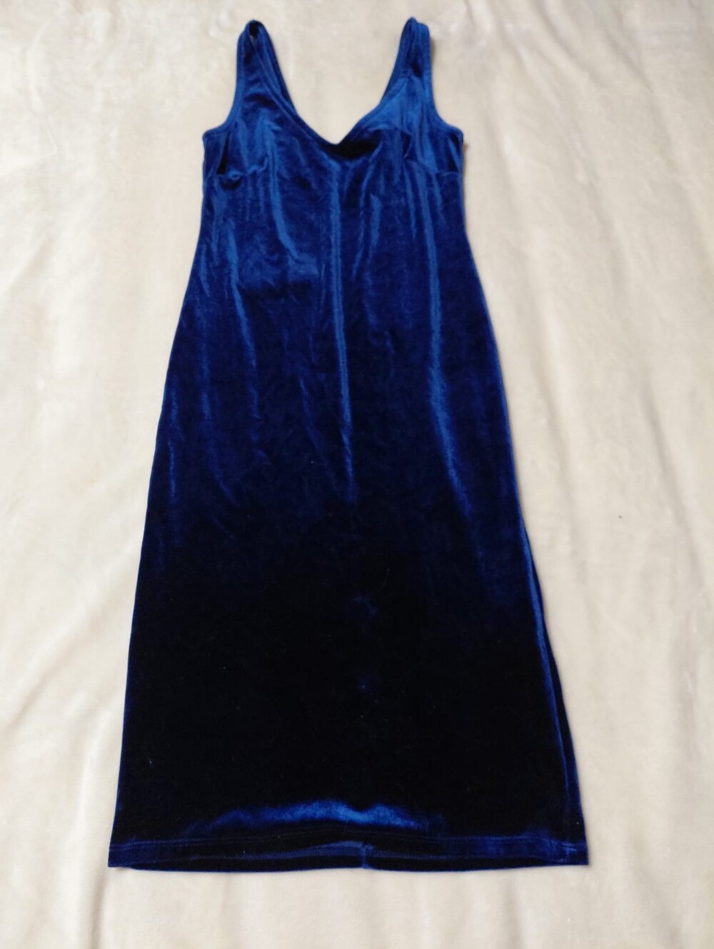 Forever 21 Blue Velvet Sleeveless Midi Dress Size S
